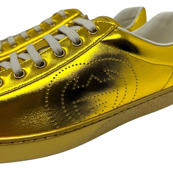 GUCCI Ace Gold Metallic Low-Top Sneaker 599147 - Picture 8 of 13